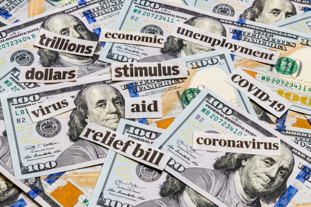 stimulus bill coronavirus relief words on money