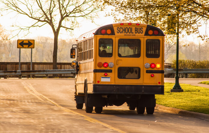 School bus in route to collect students