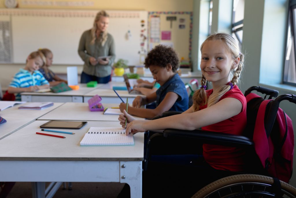 disabled student in public school classroom