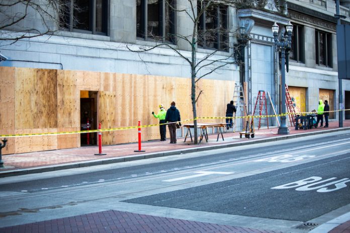 Portland Downtown Businesses Boarded-Up