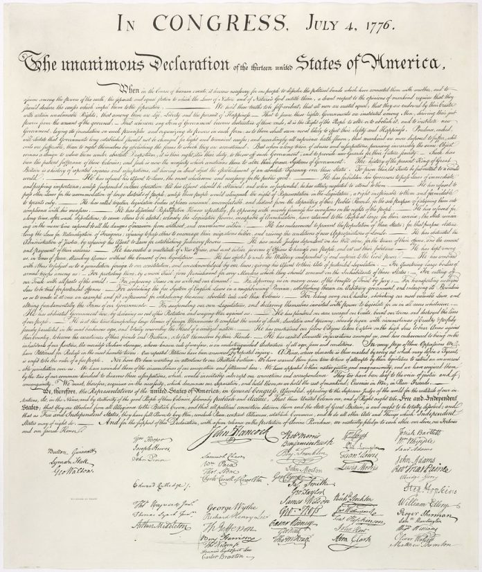 Declaration of Independence signed 1776