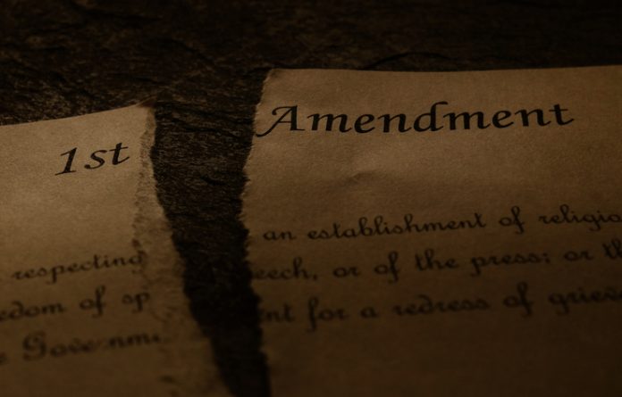 Torn First Amendment of Constitution
