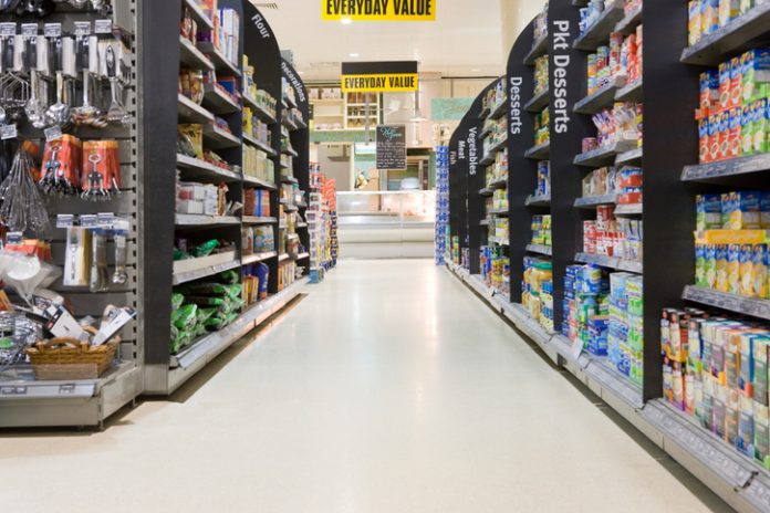 empty supermarket retail store aisle