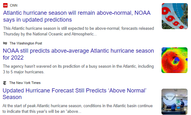 NOAA hurricane predictions 2022